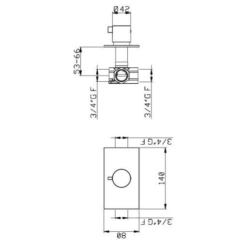 RU401A05Q AquaElite встроенный запорный вентиль, 3/4", комплект