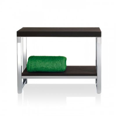 Decor Walther Wood SM Скамейка с полкой 60x30x44см, напольная, цвет: сталь полированная / темный ясень 927185