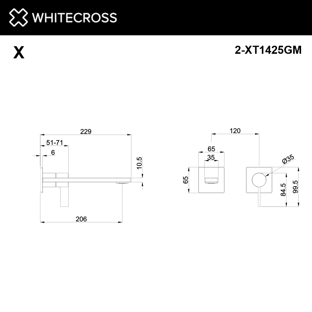 Внешняя часть смесителя для умывальника WHITECROSS XT1425GM (оружейная сталь)