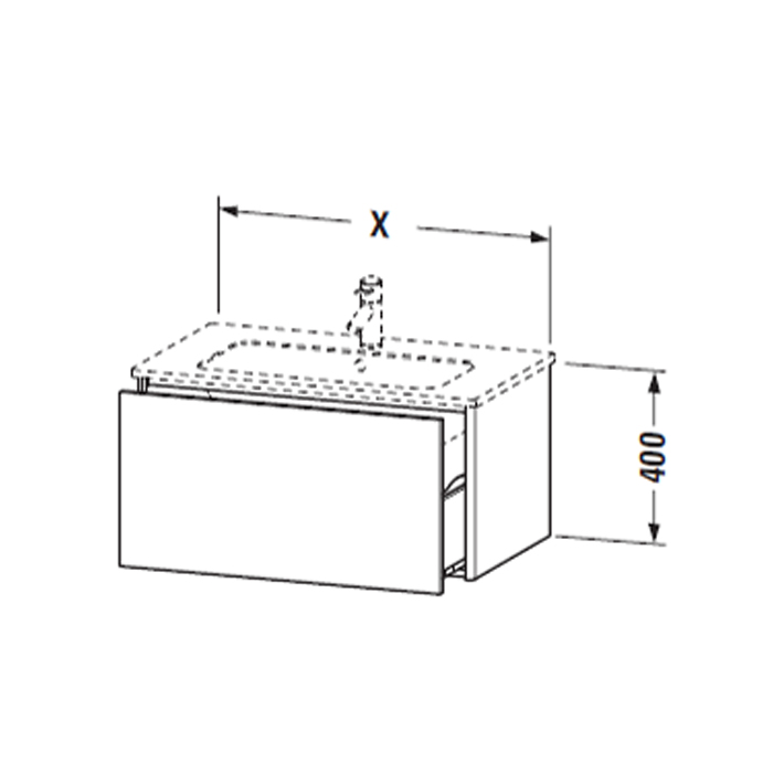 Duravit XSquare Тумба подвесная, 101х47.8х40см, с раковиной, с 1 выдв ящик, цвет: черный глянц XS407304040