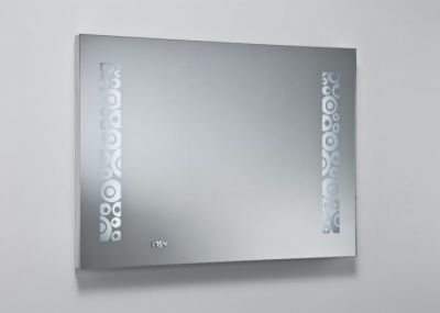 Sanibano, зеркало горизонтальной формы с LED подсветкой и часами, 2 полоски света