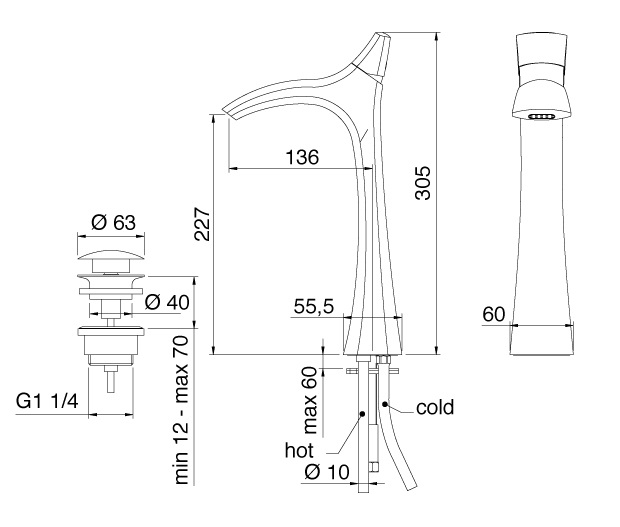 Смеситель для раковины Treemme Hedo 3M0912.CR