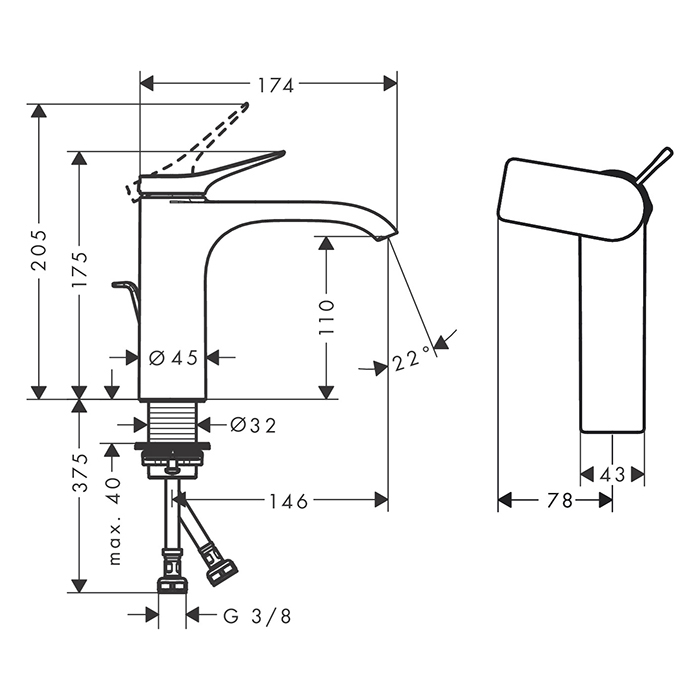 Hansgrohe Vernis Смеситель для раковины , на 1 отв., цвет: хром 75023000
