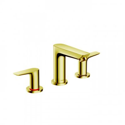 Hansgrohe Talis E Смеситель для раковины 150, на 3 отв, с донным клапаном, излив 112мм, цвет: золото 71733990
