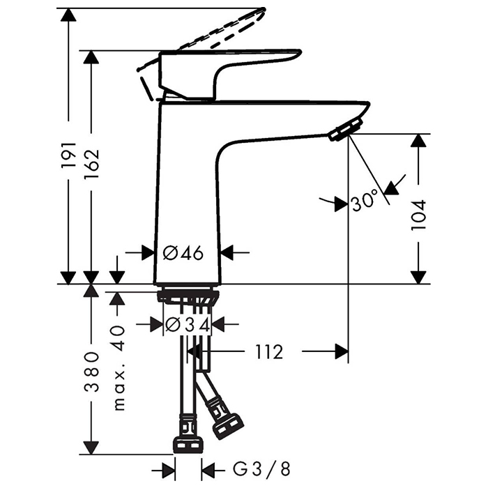 71712140 Hansgrohe Talis E Смеситель для раковины, 1 отв., без донного клапана, цвет: шлифованная бронза
