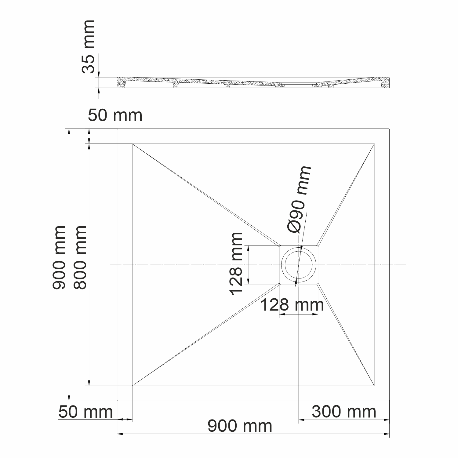 Aller 10T03 Душевой поддон 90x90