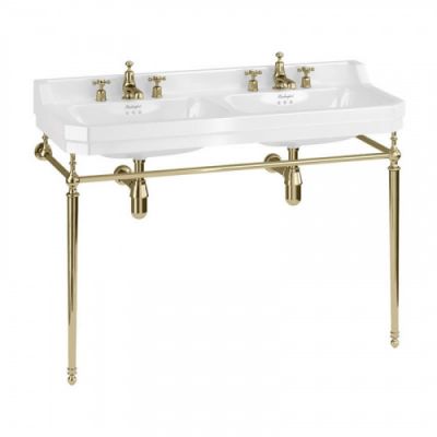 Раковина двойная 120 см на хромированной консоле Burlington B21 1TH +T51 GOLD