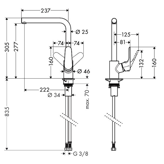 Hansgrohe Focus, Смеситель для кухни, Цвет: хром 31817000