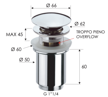 Донный клапан с переливом 1”1/4 REMER 905CC114BG click-clack золото брашированное