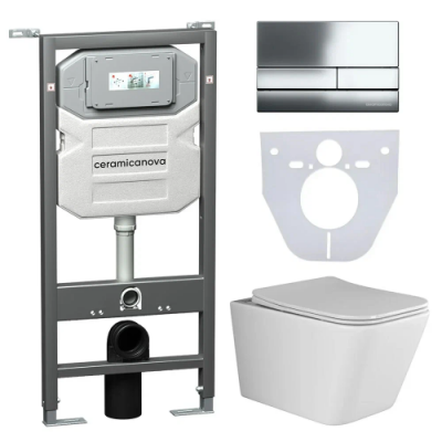 Комплект инсталляция унитаз кнопка Ceramica Nova CN3007_1002CH_1000