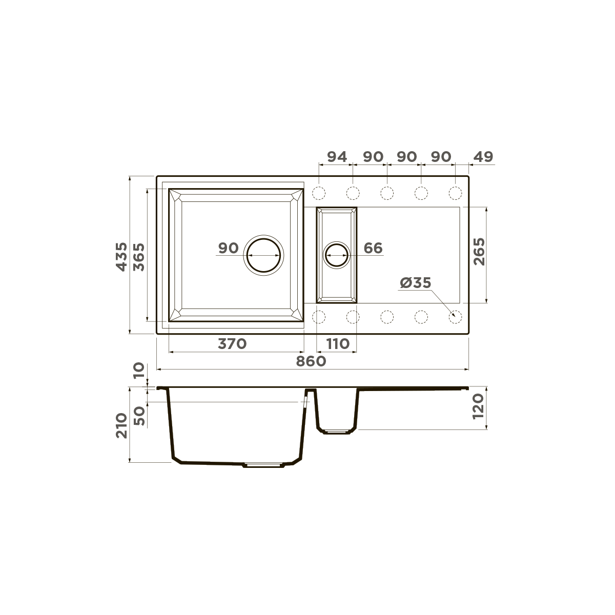 Кухонная мойка Omoikiri Sakaime 86-2-WH Tetogranit/белый 4993129