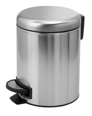Gedy G-Potty, круглый контейнер для мусора с педалью, 3 литра, крышка soft close, цвет зачищ. хром 3209(38)