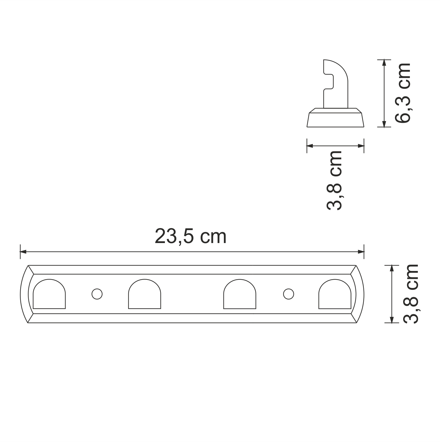 Kammel K-8374 Кронштейн настенный Размеры (Ш/В/Г): 23,5х3,8х6,3 см