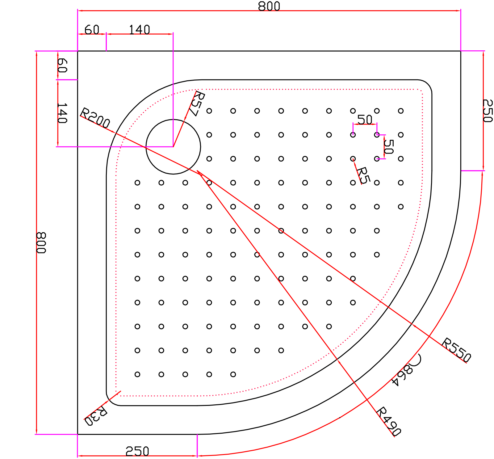 TRAY-A-R-80-550-15-W Акриловый поддон для душа CEZARES 80x80