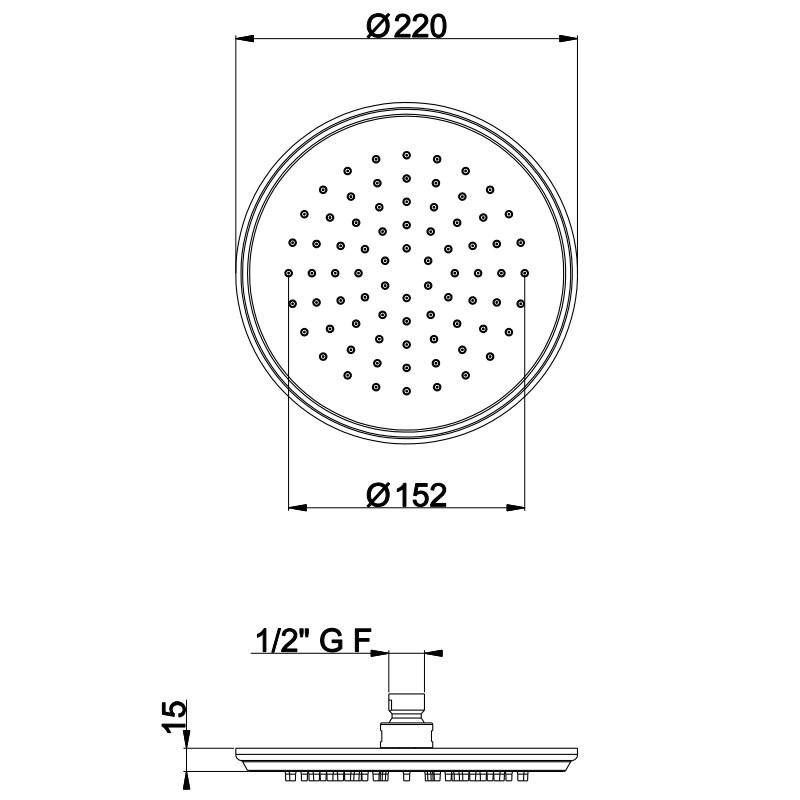 SF154A27Q AQUAelite INstile верхний душ, 220 мм, золото шлифованное