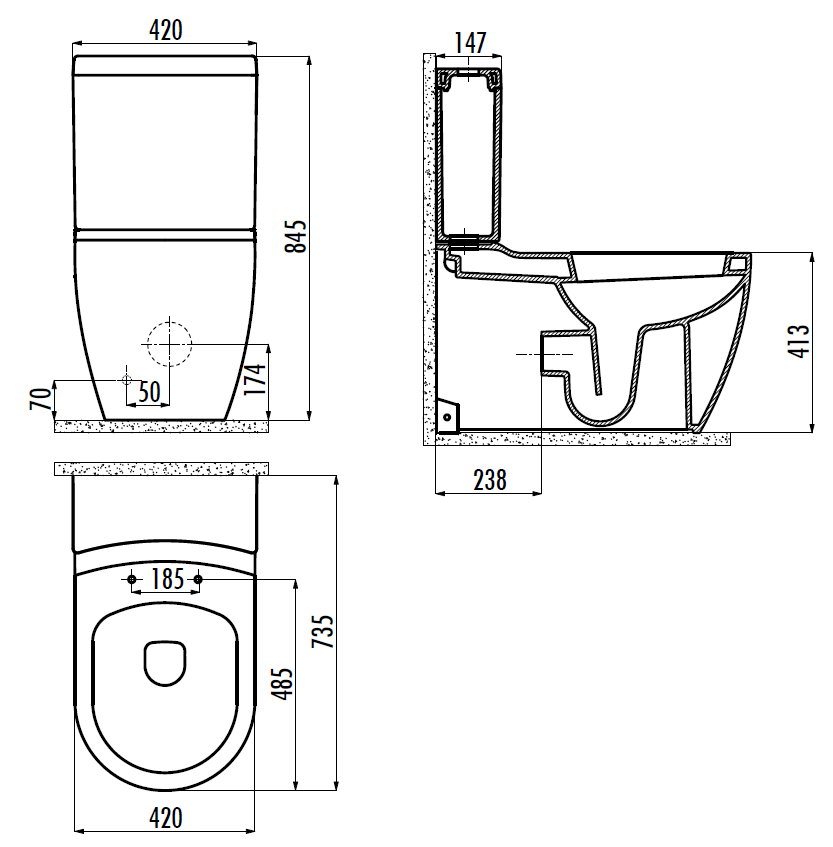 CREAVIT GRANDE Унитаз GR360-11CB00E-0000