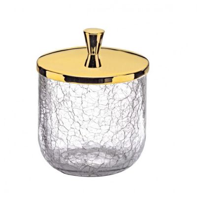 Surya Crystal, круглая емкость с крышкой, цвет светлая бронза - эффект битого стекла 6600/SB-CRD