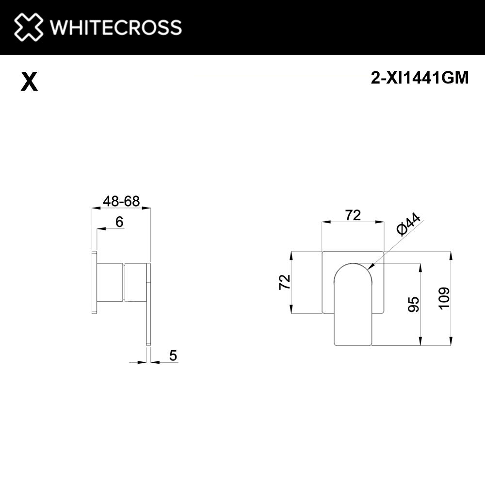 Внешняя часть смесителя на 1 потребитель WHITECROSS XI1441GM (оружейная сталь)