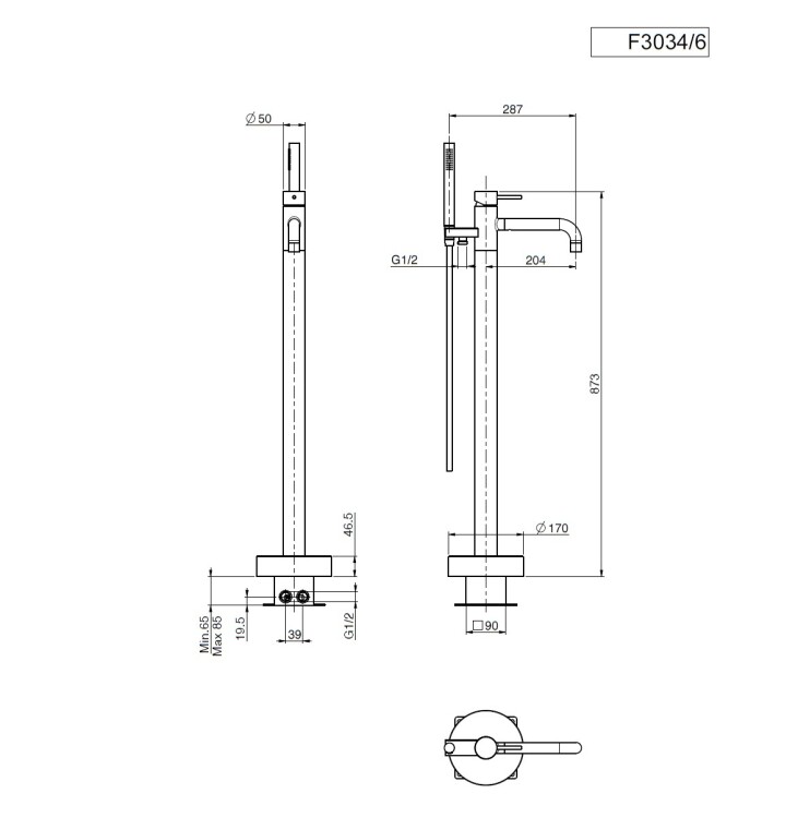 Carlo Frattini Spillo Tech Смеситель для ванны напольного монтажа, цвет: хром F3034/6CR