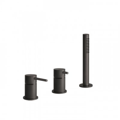 Gessi 316 Смеситель для ванны на 3 отв., с душевой лейкой, цвет: brushed black metal pvd 54043#707