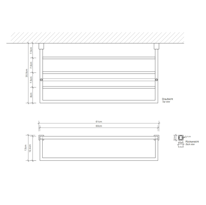 Decor Walther Corner KHT Полотенцедержатель 60см, подвесной, цвет: черный матовый 561360