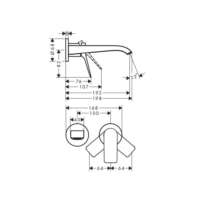 Hansgrohe Vivenis Смеситель для раковины настенный 195 , цвет: хром 75050000