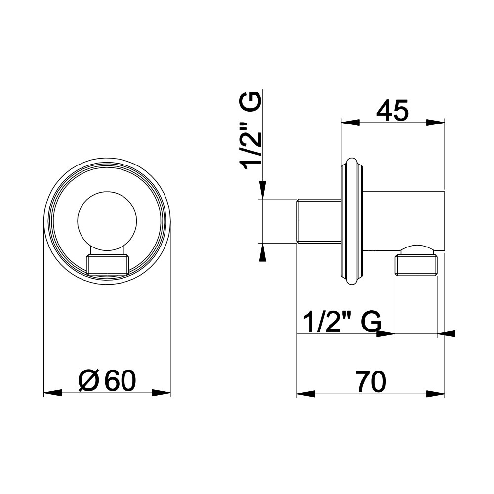 PA013A14Q AQUAelite INstile отвод воды для душа из латуни, медь шлиф. глянцевая