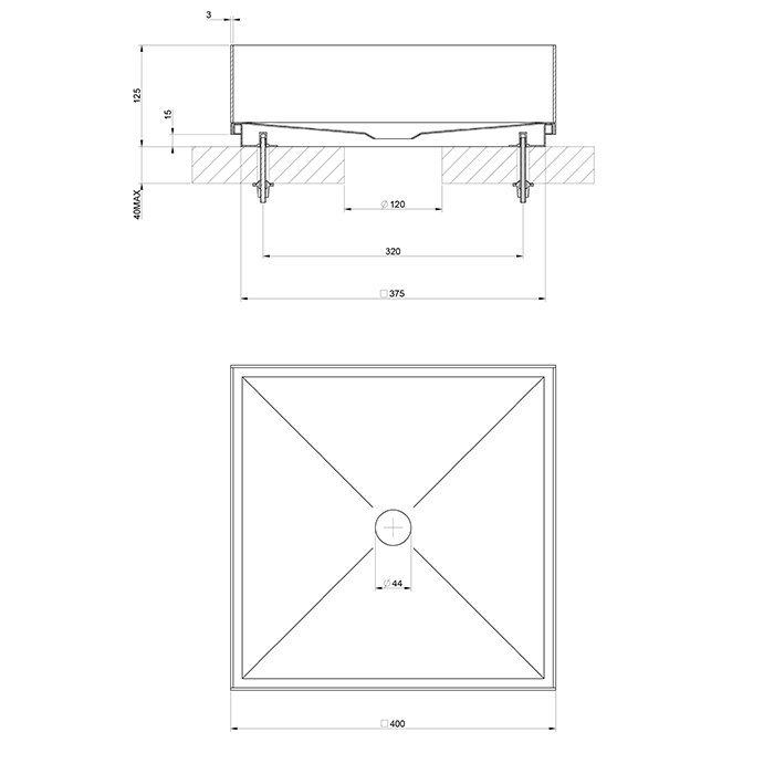 Gessi 316 Раковина 40x40 см, без отв., для установки на столешницу, без перелива, нержавеющая сталь, цвет: Steel Brushed 54605#239