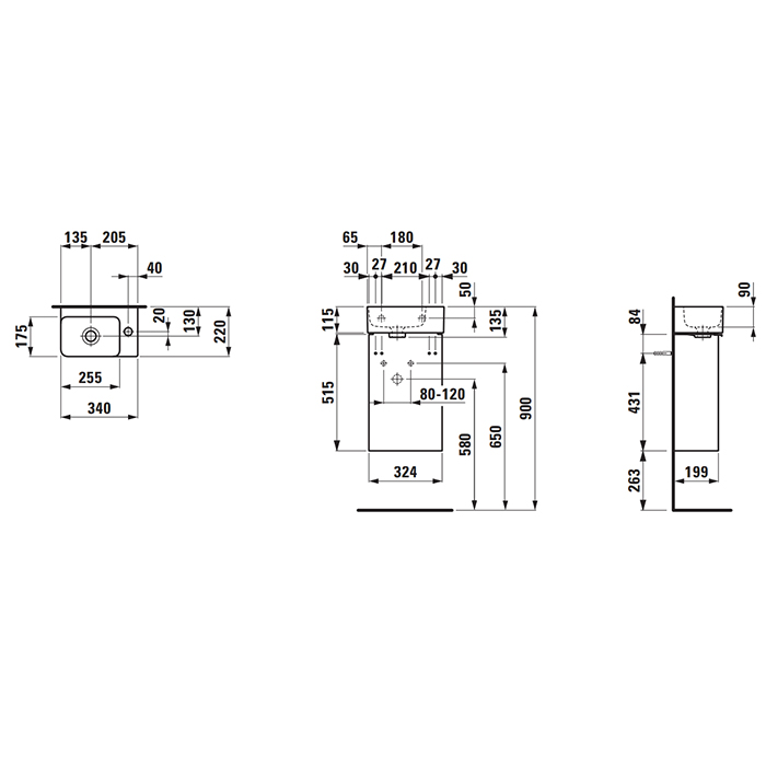 Laufen VAL Тумба с раковиной 34х22см, 1 отв., подвесная, покрытие LLC, цвет: белый матовый 8.6228.0.260.106.1
