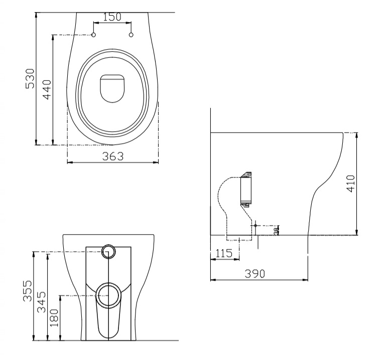 Disegno Ceramica Touch1 Унитаз приставной 53 см T10010001