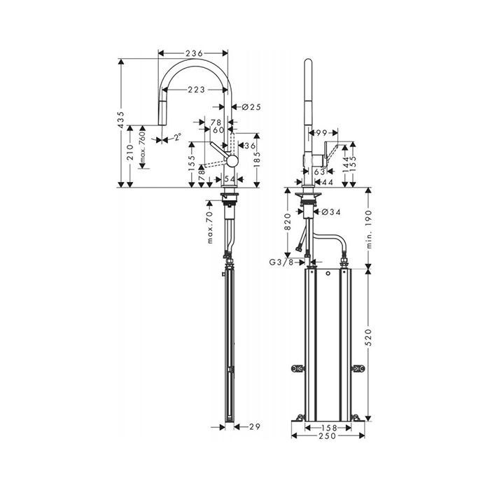 Hansgrohe Talis M54 Смеситель для кухни, 1 отв., цвет: черный матовый 72803670