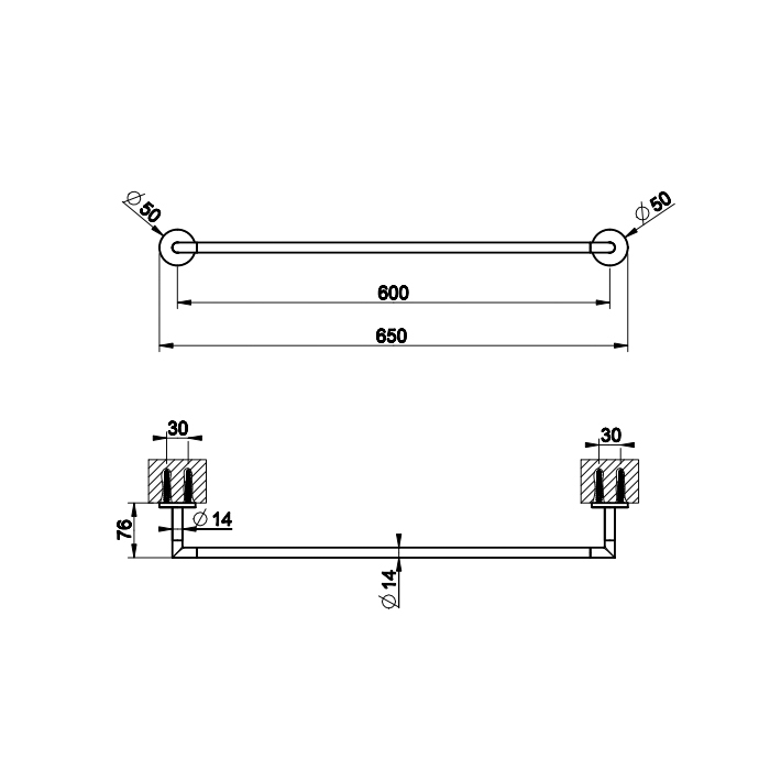 Gessi Anello Полотенцедержатель, 60см, подвесной, цвет: Black Metal Brushed PVD 63803#707