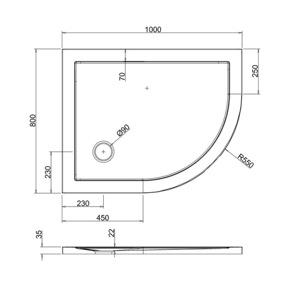Поддон для душа асимметричный 100x80 Zamori Z1200