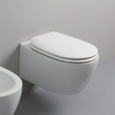 White Ceramic BASIC CIRCLE W0203FM Унитаз подвесной безободковый 52 см, цвет серый матовый