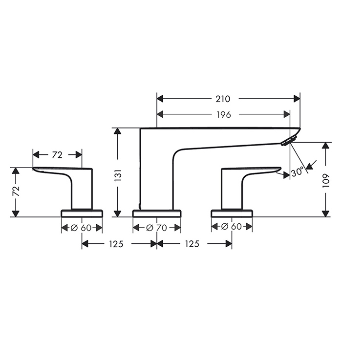 Hansgrohe Talis E Смеситель на борт ванны , на 3 отв., цвет: хром 71747000