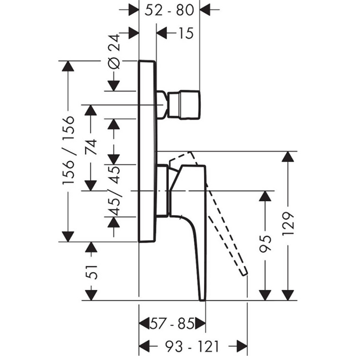 32546000 Hansgrohe Metropol Смеситель для ванны, встраиваемый, внешняя часть, цвет: хром