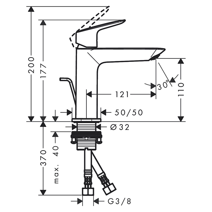 Hansgrohe Logis Смеситель для раковины, на 1 отв., с донным клапаном, цвет: хром 71251000
