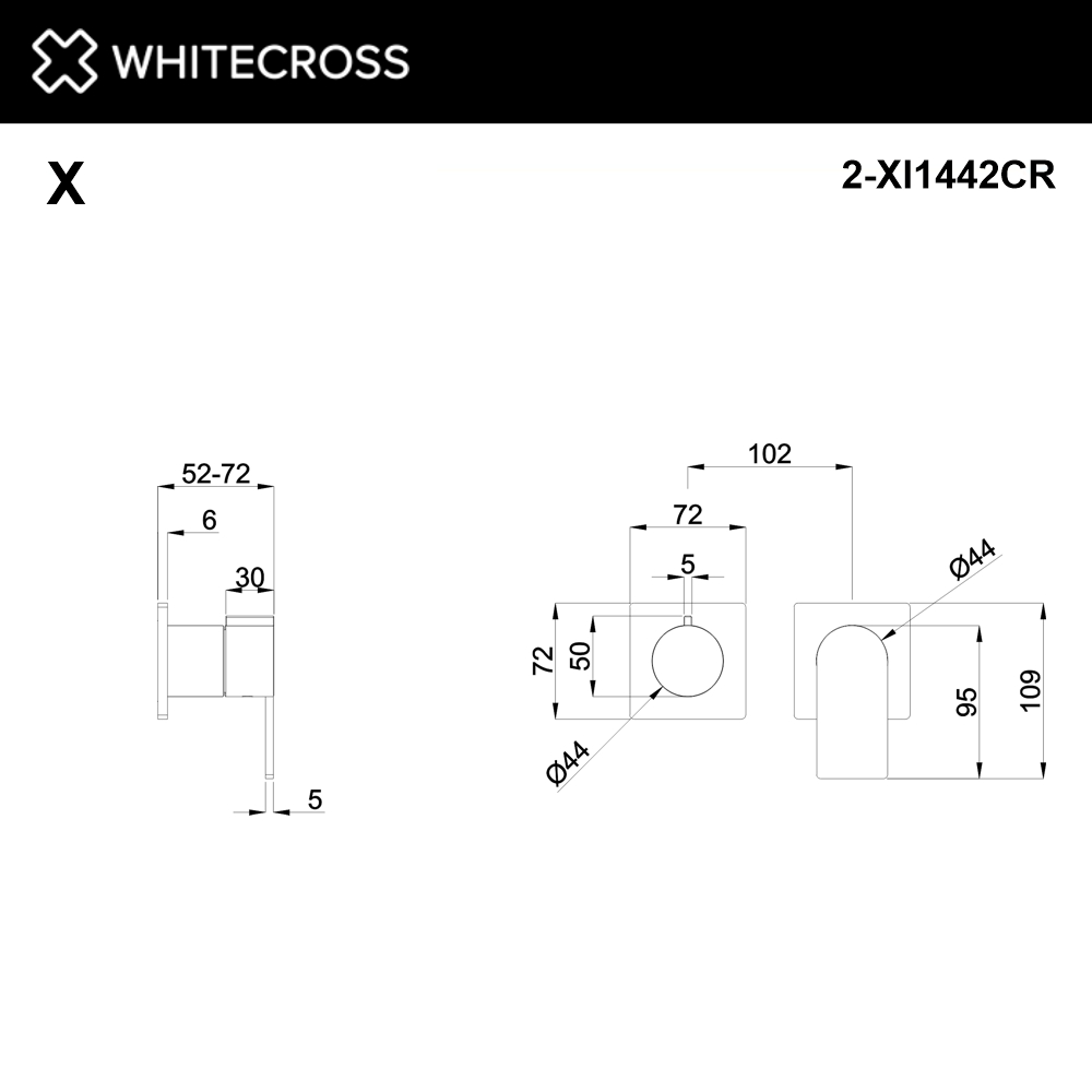 Внешняя часть смесителя для душа на 2 потребителя WHITECROSS XI1442CR (хром)