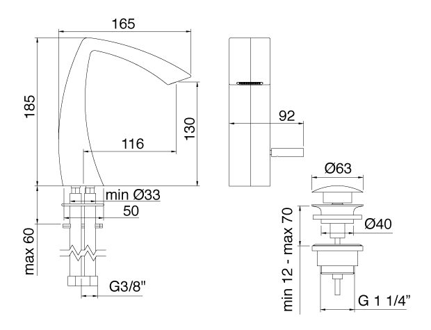 Смеситель для раковины Treemme Arche 3M0210.CR
