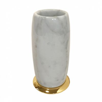 3SC Elegance Стакан настольный, цвет: мрамор bianco carrara/золото 24к. Lucido EL03ABCGD
