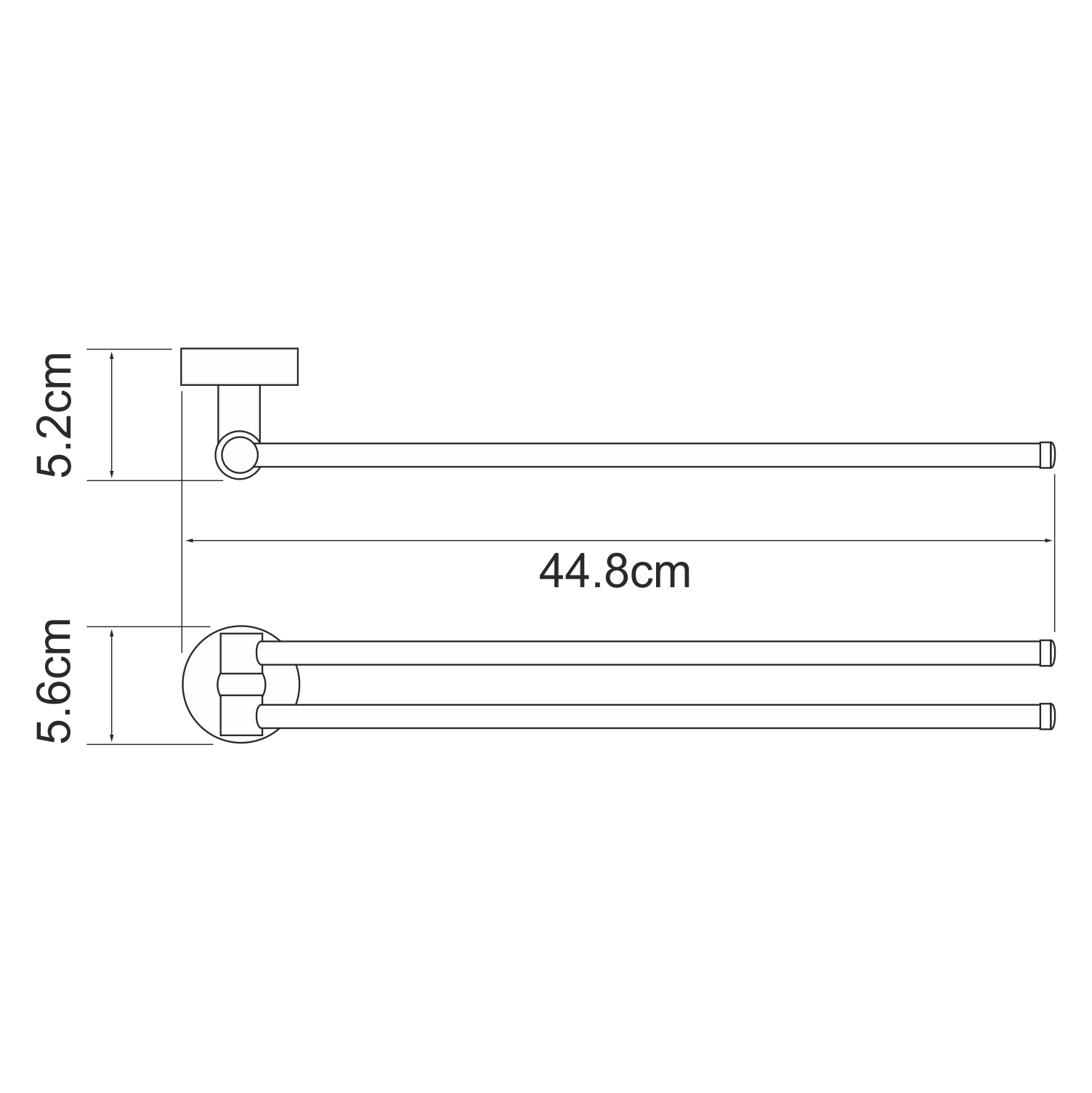 Isen K-4031 Держатель полотенец двойной Размеры (Ш/В/Г): 44,5х5,6х5,2 см