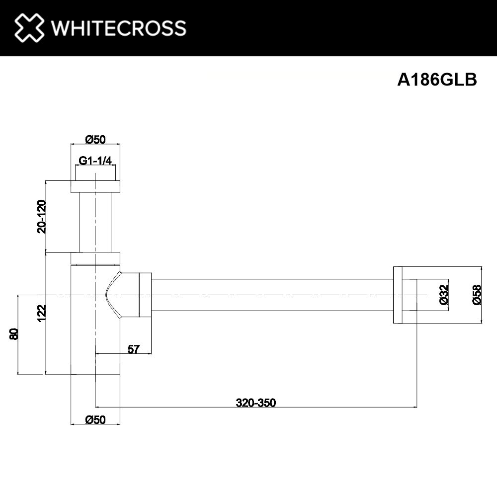 Сифон для умывальника декоративный WHITECROSS A186GLB (брашированное золото)