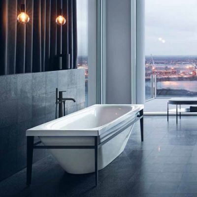 Duravit XViu Ванна отдельностоящая 180х80см, акриловая бесшовная панель, слив-перелив,, цвет: матовый черный 700443000B20000