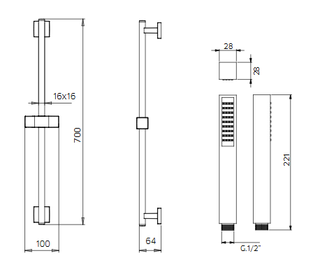 9920B310G Palazzani душевой гарнитур со штангой