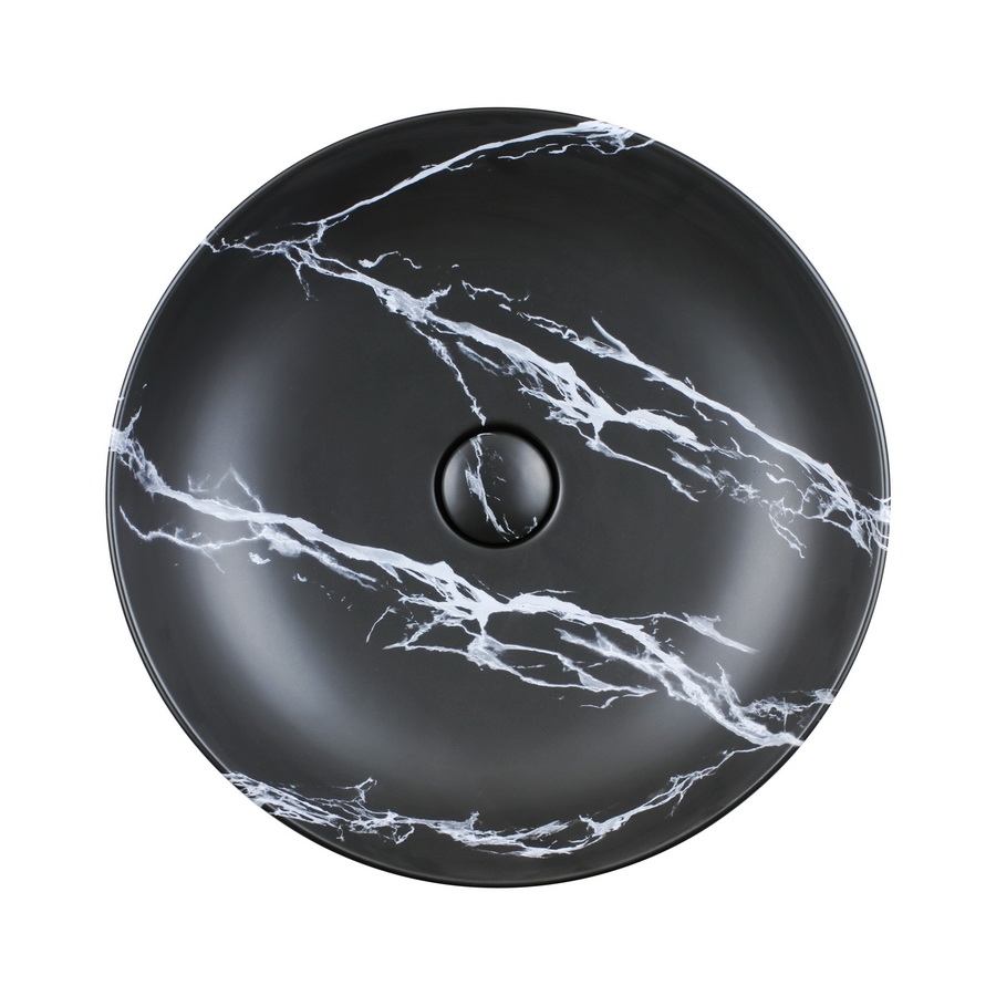 AeT Elite Round L601T0R0V0483 Раковина накладная Ø.49,5 см, цвет черный матовый с эффектом мрамора