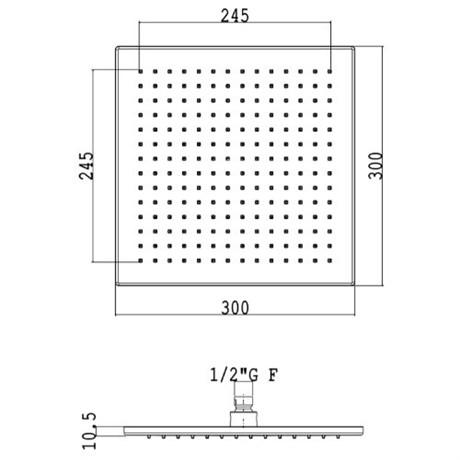 SF070A07Q AquaElite верхний душ, 300x300 мм, 1/2", шлиф. никель
