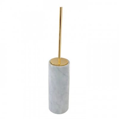 3SC Elegance Туалетный ёршик, напольный, цвет: мрамор bianco carrara/золото 24к. Lucido EL17ABCGD