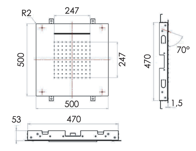 Встраиваемый потолочный душ с каскадом 50x50 REMER 357SFS50C