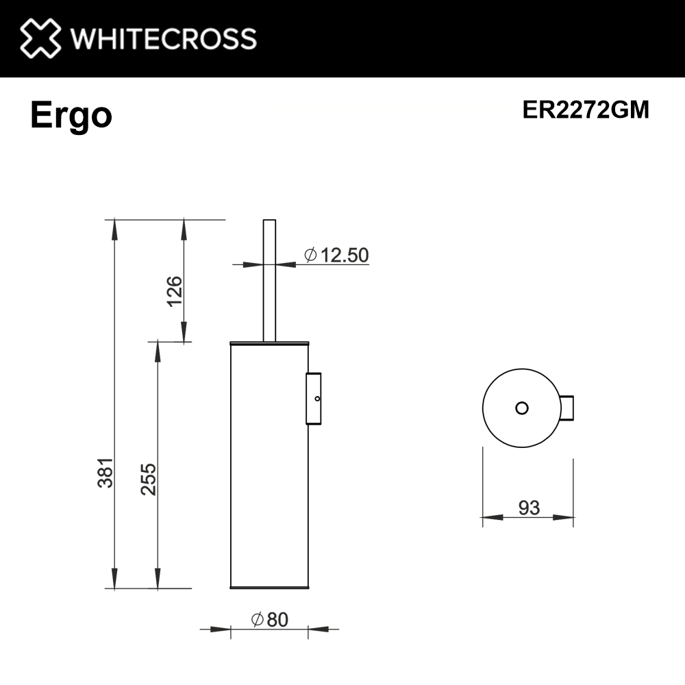 Ершик подвесной WHITECROSS Ergo ER2272GM (оружейная сталь)