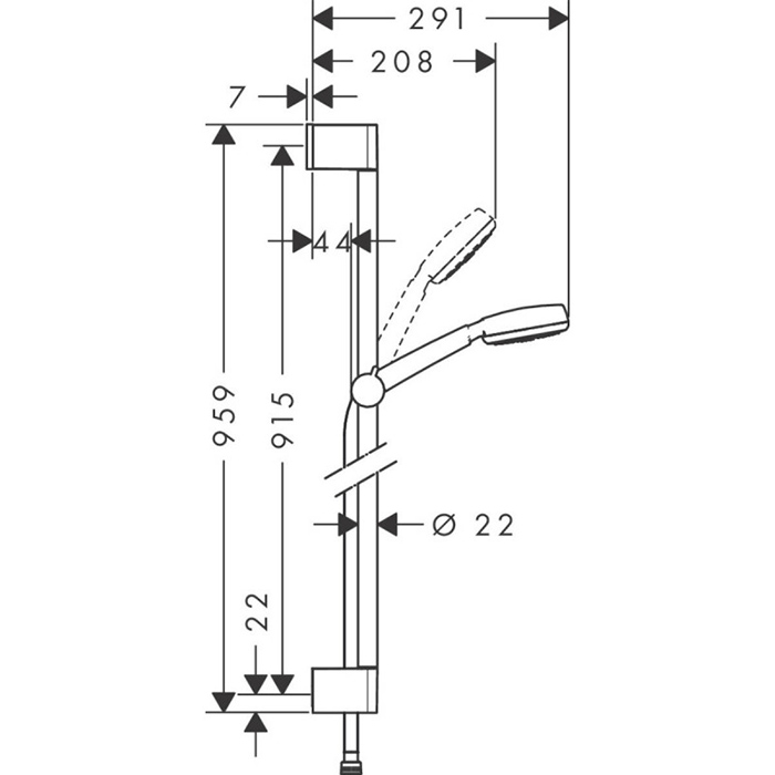Hansgrohe Crometta 100 1j Uni Душевой гарнитур 95.9см., с ручным душем, цвет: хром 26658400